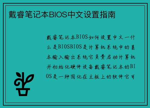 戴睿笔记本BIOS中文设置指南
