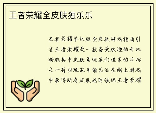 王者荣耀全皮肤独乐乐